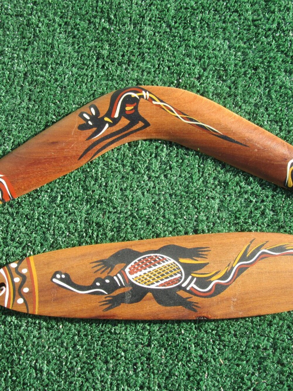 New Australian Aboriginal 12" Wood Boomerang & Bull Roarer Hand Painted
